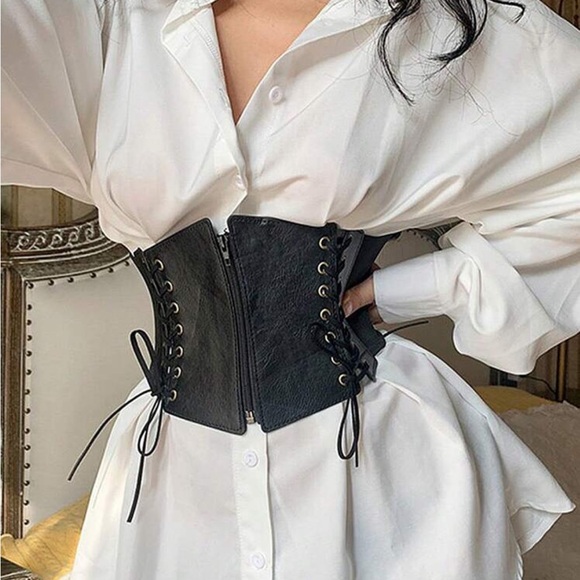 494. Corset Lace Up Belt w/ Elastic Waist - Picture 2 of 4